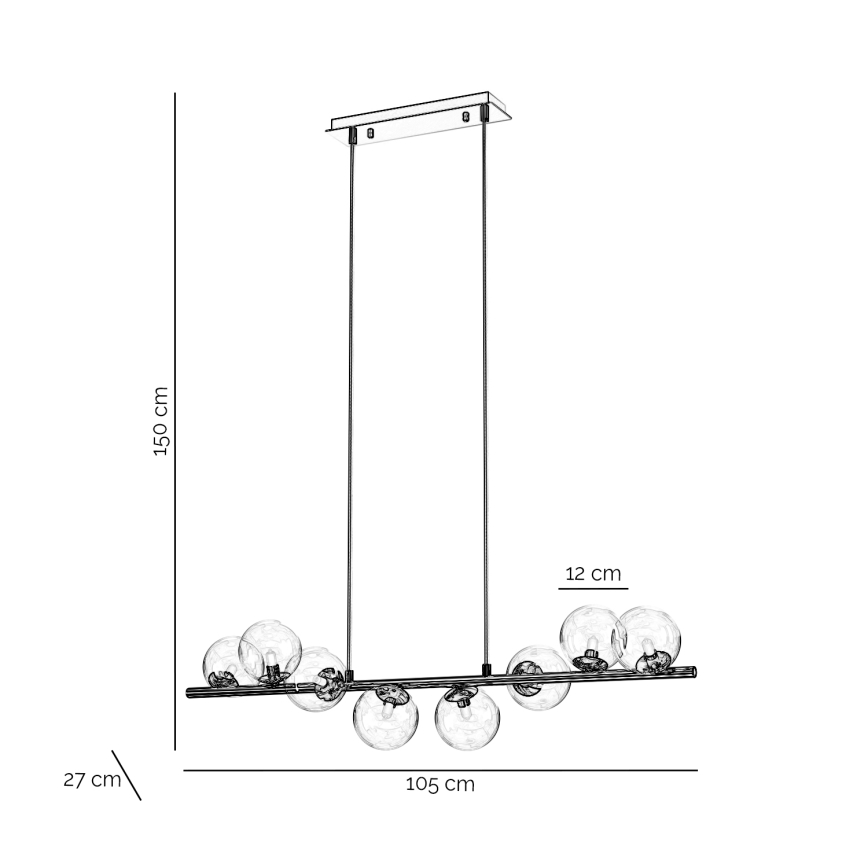 ONLI - Pendel på wire KIMBERLY 8xG9/6W/230V poleret krom