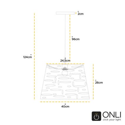 ONLI - Pendel RICKY 1xE27/15W/230V diameter 40 cm hvid