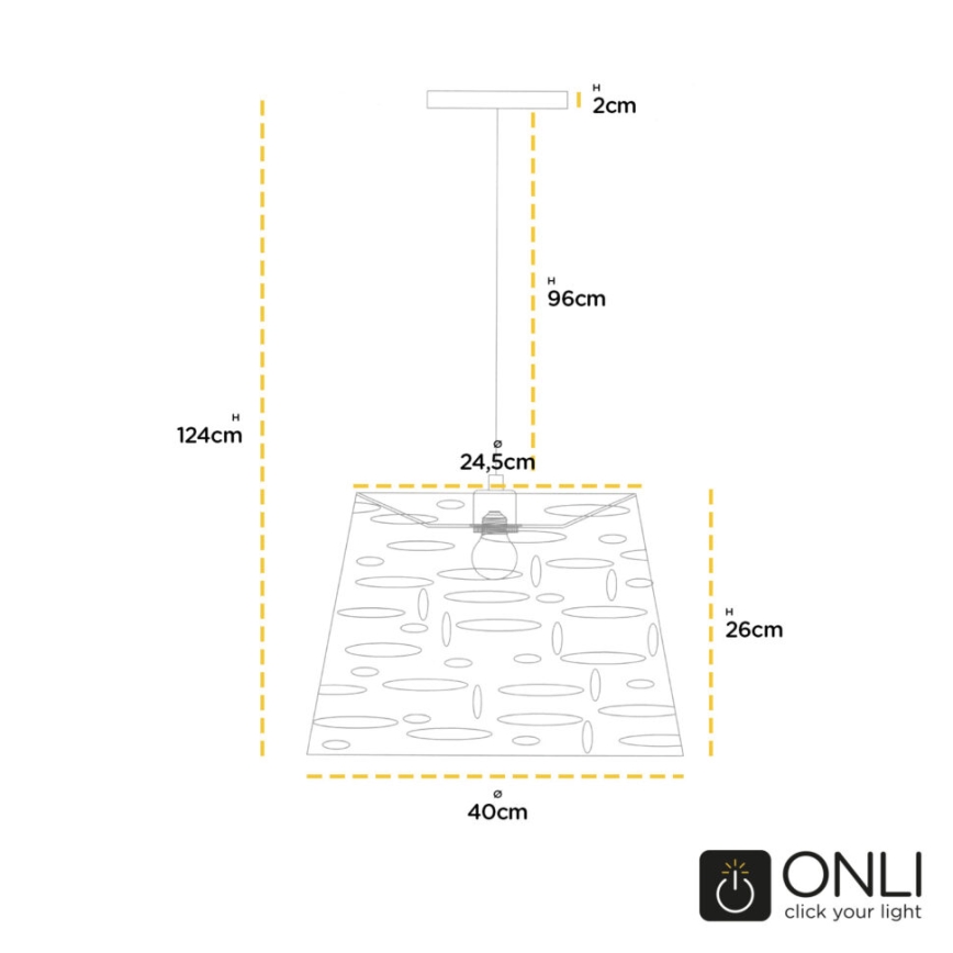 ONLI - Pendel RICKY 1xE27/15W/230V diameter 40 cm hvid