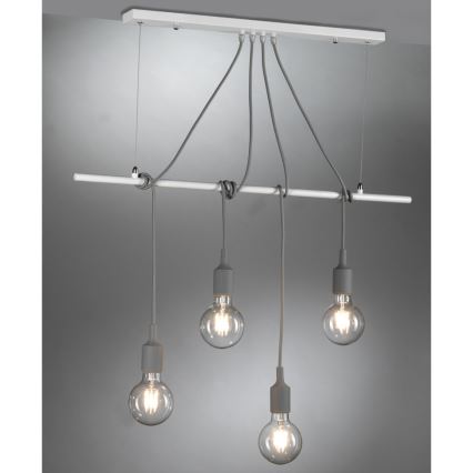 ONLI - Pendel WIRE 4xE27/15W/230V grå/hvid