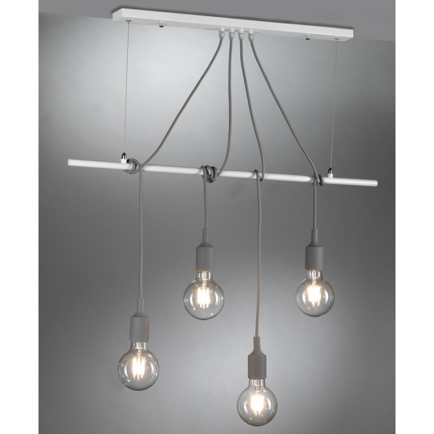 ONLI - Pendel WIRE 4xE27/15W/230V grå/hvid