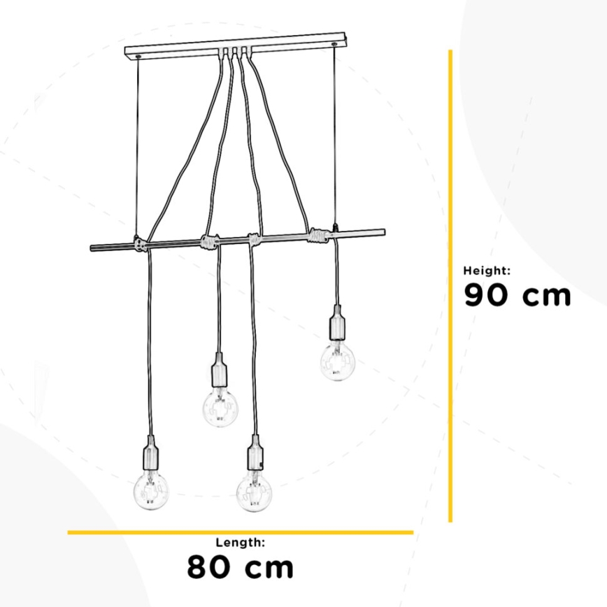 ONLI - Pendel WIRE 4xE27/15W/230V sort