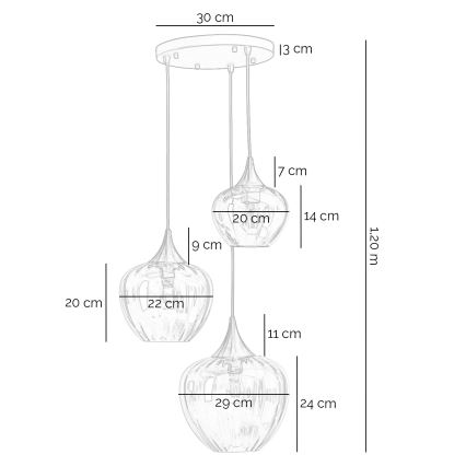ONLI - Pendellampe ELIDE på kabel 3xE27/15W/230V, sort/kobber