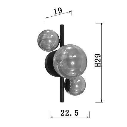 ONLI - Væglampe PALOMA 3xG9/10W/230V sort/røget
