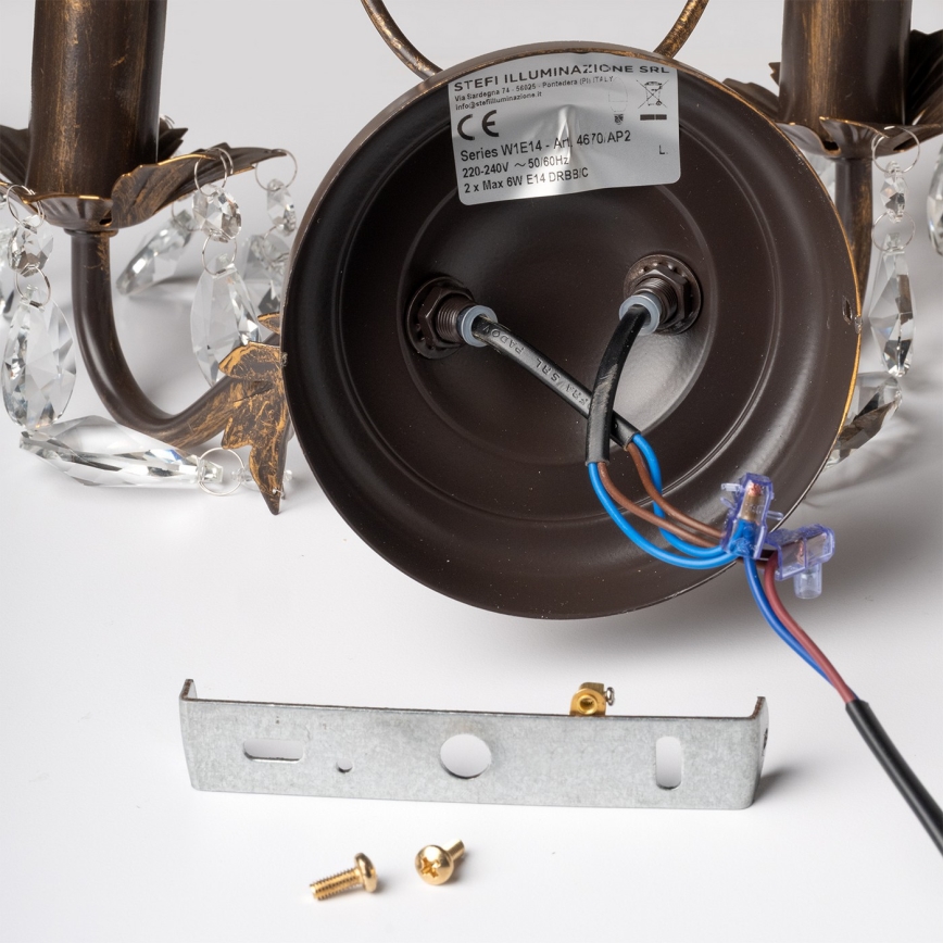 ONLI - Væglampe TERESA 2xE14/6W/230V bronze