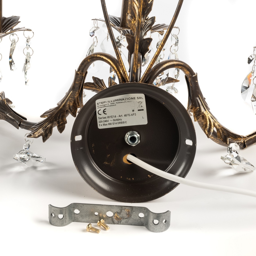 ONLI - Væglampe TERESA 3xE14/6W/230V bronze