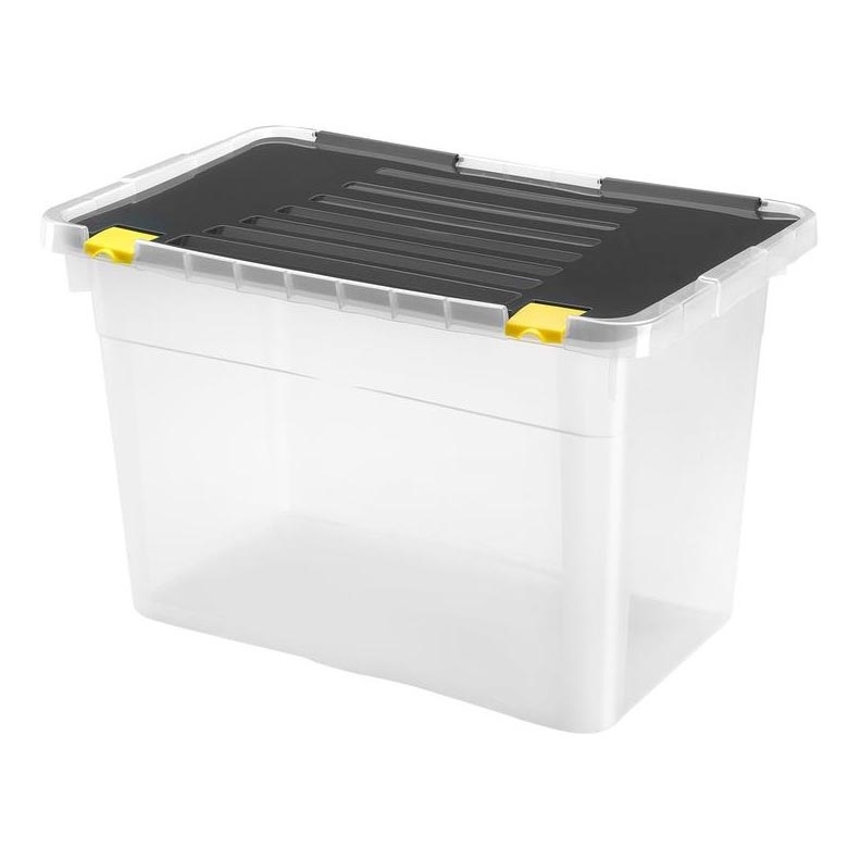 Opbevaringsboks 54 l sort/transparent
