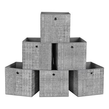 Opbevaringskasser, 6 stk., CURAN, 30×30×30 cm, grå