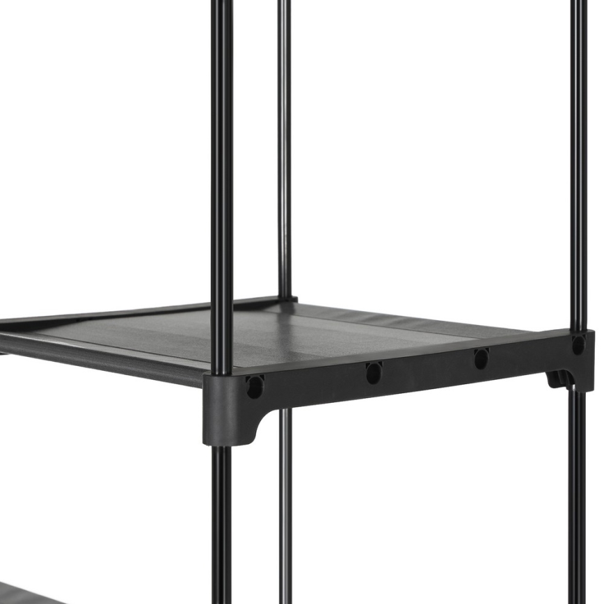 Opbevaringsskab i stof med hylder og tøjstang MATIS 140x174 cm sort