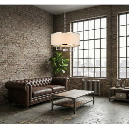 Open Design OR80209 - Lysekrone med kæde CASA 3xE14/12W/230V cremefarvet/poleret krom