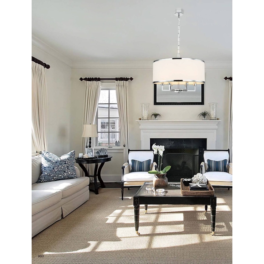 Open Design OR80216 - Kædeophængt lysekrone CASA 6xE14/15W/230V cremefarvet/blank krom