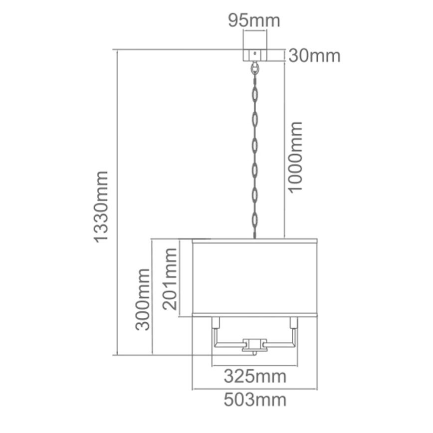 Open Design OR80216 - Kædeophængt lysekrone CASA 6xE14/15W/230V cremefarvet/blank krom