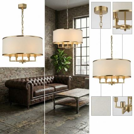 Open Design OR80230 - CASA lysekrone på kæde 6xE14/15W/230V creme/messing