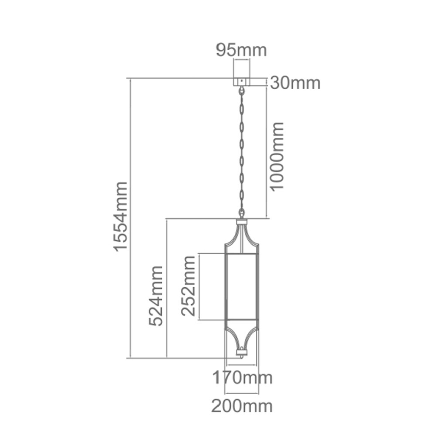 Open Design OR80551 - Lysekrone med kæde LUNGA 1xE27/15W/230V blank krom/hvid