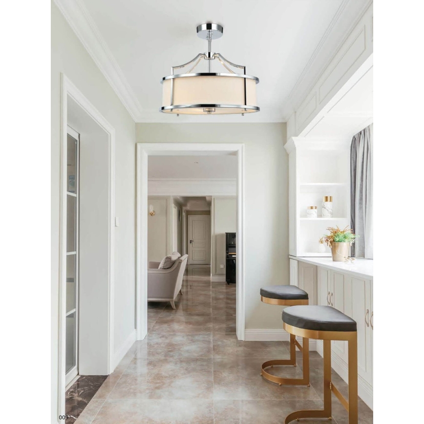 Open Design OR80872 - STANZA loftlampe på stang 4xE27/15W/230V Ø 55 cm blank krom/hvid