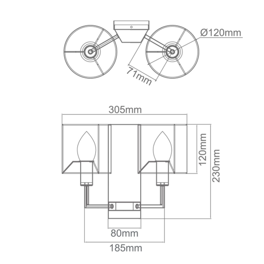 Open Design OR81497 - Væglampe CASA 2xE14/12W/230V blank krom/cremefarvet