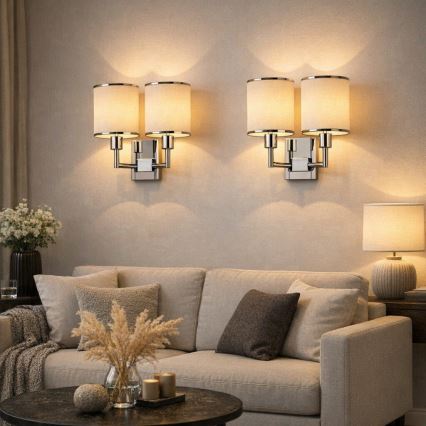 Open Design OR81497 - Væglampe CASA 2xE14/12W/230V blank krom/cremefarvet