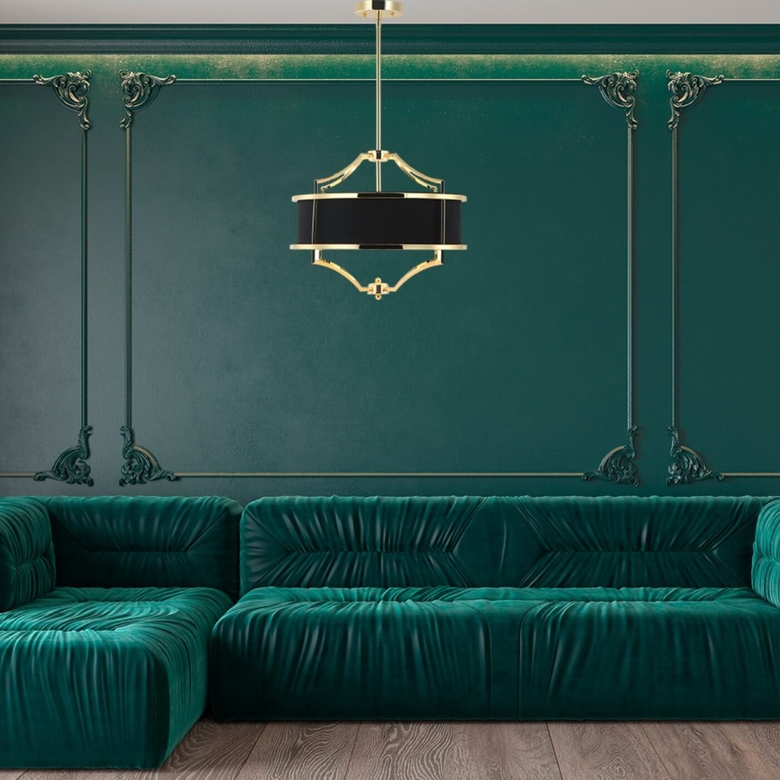 Open Design OR84153 - Lysekrone STESSO på stang 4xE27/15W/230V Ø 42 cm guld/sort