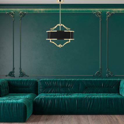 Open Design OR84160 - Lysekrone på stang STESSO 4xE27/15W/230V Ø 55 cm guld/sort