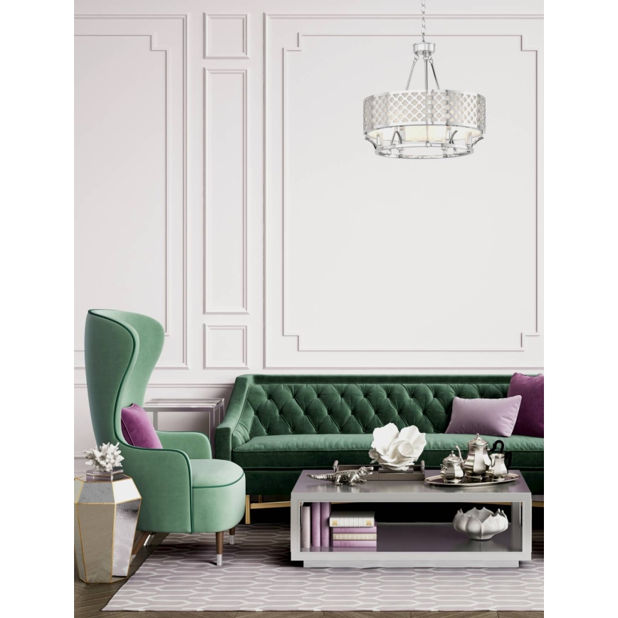Open Design OR84375 - Lysekrone med kæde VERNO 6xE14/12W/230V Ø 55 cm blank krom