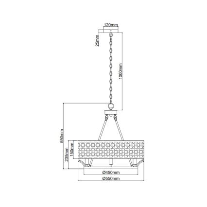 Open Design OR84375 - Lysekrone med kæde VERNO 6xE14/12W/230V Ø 55 cm blank krom