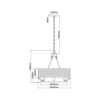 Open Design OR84382 - Kædeophængt lysekrone VERNO 6xE14/12W/230V Ø 55 cm messing