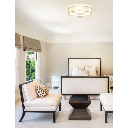 Open Design OR84436 - Loftlampe STESSO 4xE27/12W/230V Ø 65 cm messing/hvid