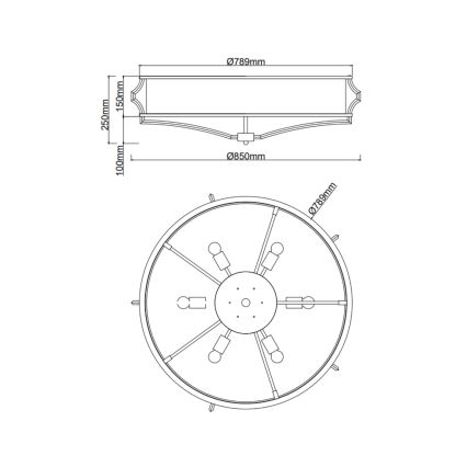 Open Design OR84443 - Loftlampe STESSO 6xE27/12W/230V Ø 85 cm messing/hvid