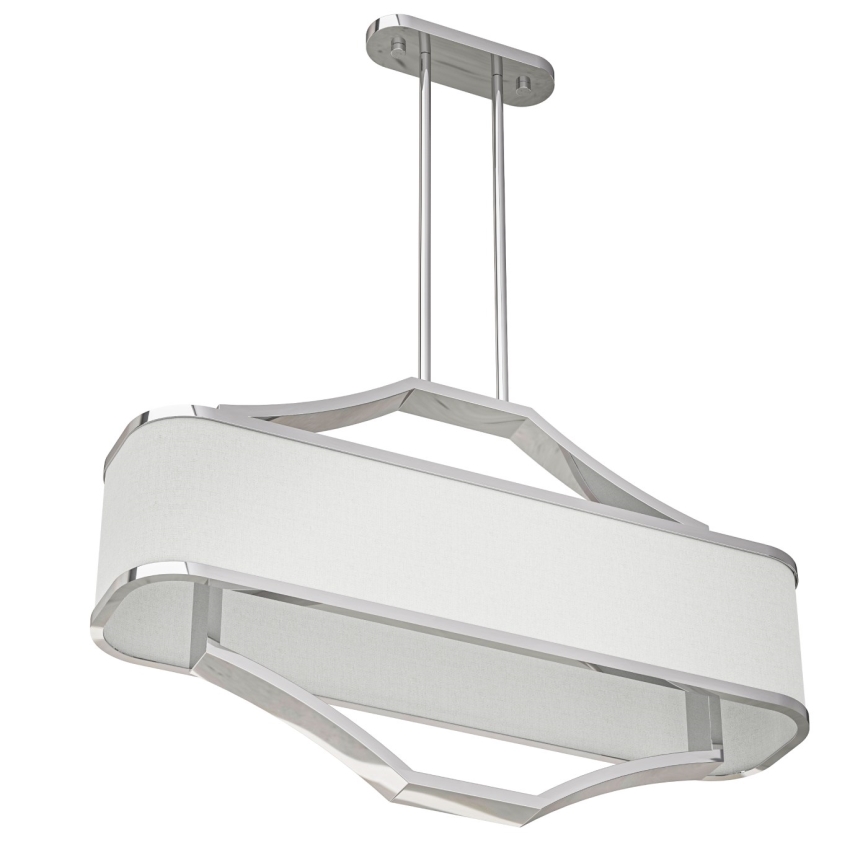 Open Design OR84849 - Lysekrone på stang GERDO OVALE 6xE14/12W/230V blank krom/hvid