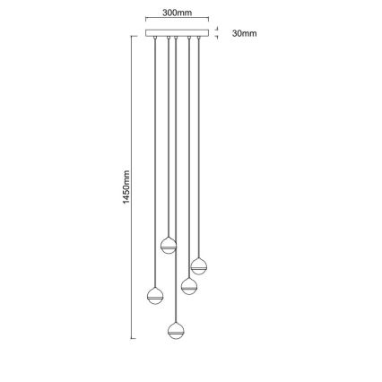 Open Design OR85518 - LED-lysekrone med wireophæng BOLICINA 5xLED/5W/230V guld/sort