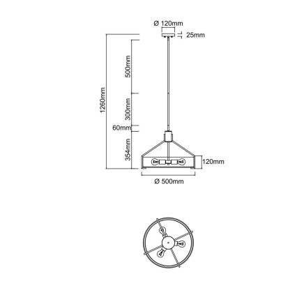 Open Design OR85624 - Loftlampe på stang DORETTO 4xE27/15W/230V Ø 50 cm mat krom/hvid