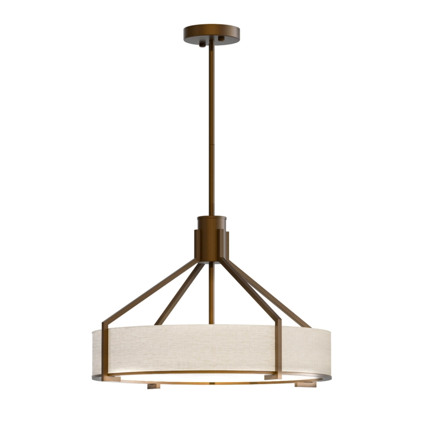 Open Design OR85648 - Pendel på stang DORETTO 4xE27/15W/230V Ø 50 cm brun/beige