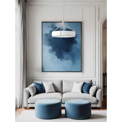 Open Design OR85655 - DORETTO loftpendel med stang 6xE27/15W/230V Ø 70 cm mat krom/hvid