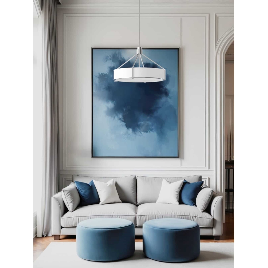 Open Design OR85655 - DORETTO loftpendel med stang 6xE27/15W/230V Ø 70 cm mat krom/hvid