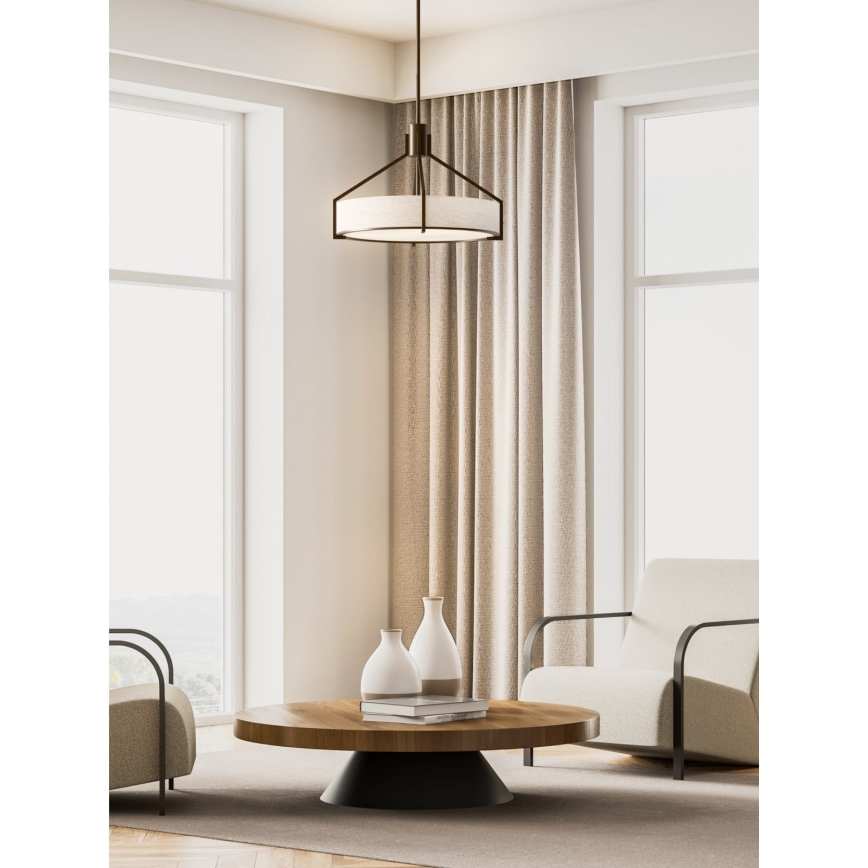 Open Design OR85679 - Loftlampe på stang DORETTO 6xE27/15W/230V Ø 70 cm brun/beige