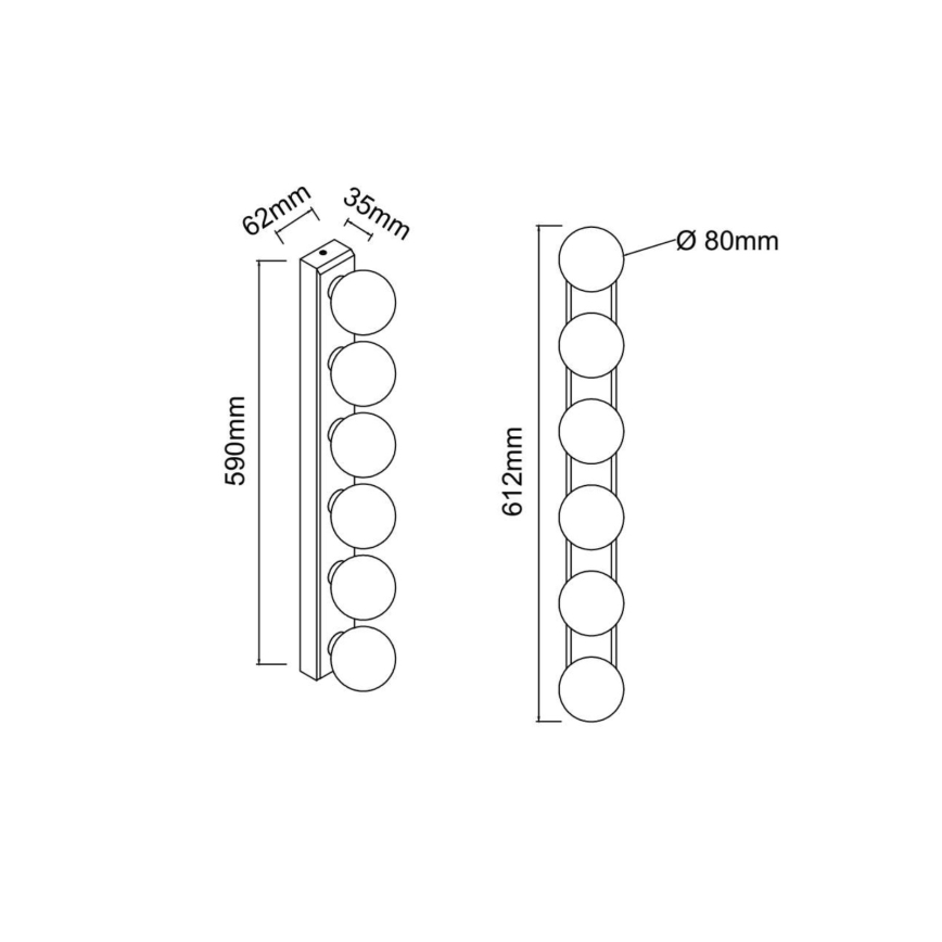 Open Design OR85693 - Væglampe til badeværelse MERINO 6xG9/8W/230V 61 cm IP44 poleret krom