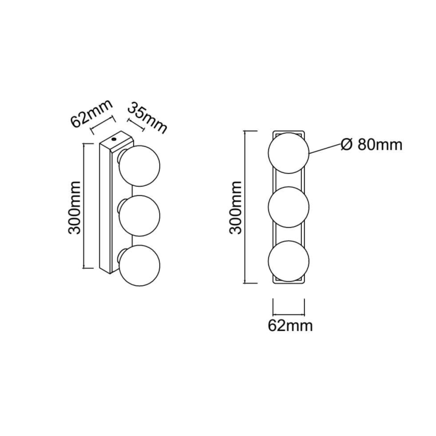 Open Design OR85709 - Badeværelses væglampe MERINO 3xG9/8W/230V 30 cm IP44 blank krom