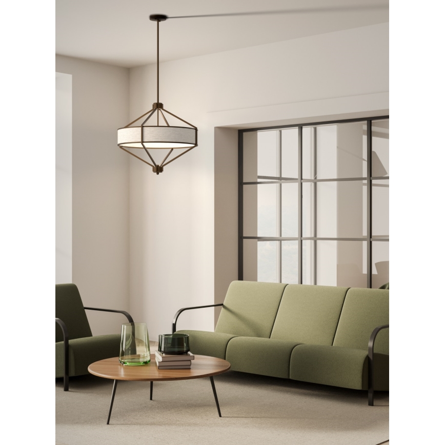 Open Design OR85846 - Loftlampe på stang ZUNDO 4xE27/15W/230V brun/beige