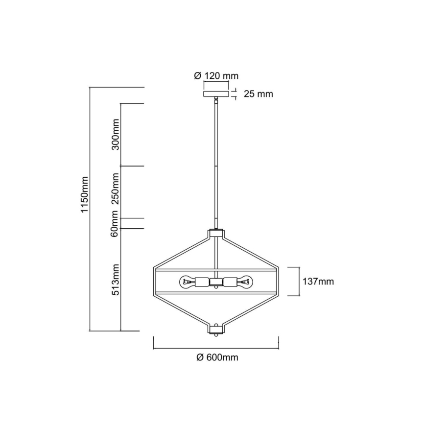 Open Design OR85846 - Loftlampe på stang ZUNDO 4xE27/15W/230V brun/beige