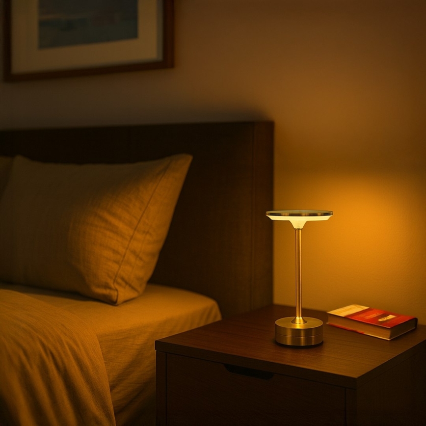 Opladelig berøringsbetjent LED-bordlampe TAVOLO LED/2,5W/5V 2400 mAh 3000-6000K guld