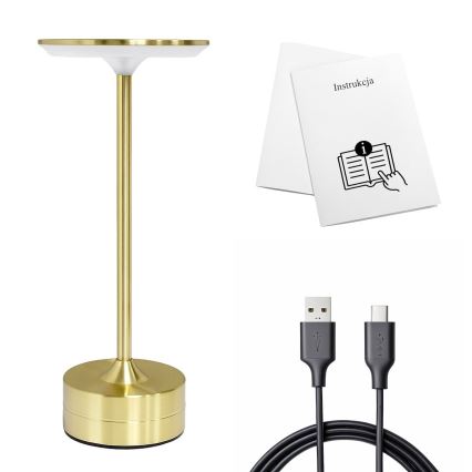 Opladelig berøringsbetjent LED-bordlampe TAVOLO LED/2,5W/5V 2400 mAh 3000-6000K guld