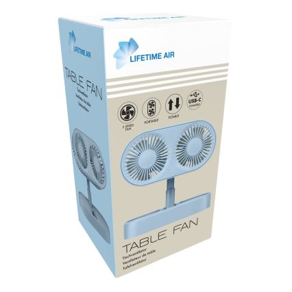 Opladelig bordventilator 3,7 V 1200 mAh blå