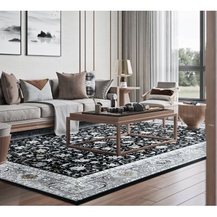 Orientalsk tæppe GRECE 120 x 170 cm 2150 g/m² sort/grå/hvid