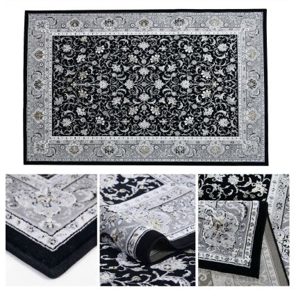 Orientalsk tæppe GRECE 120 x 170 cm 2150 g/m² sort/grå/hvid
