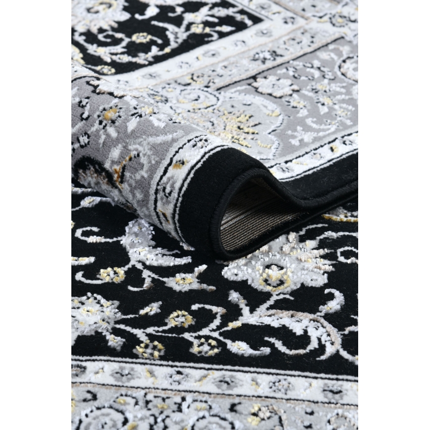 Orientalsk tæppe GRECE 120 x 170 cm 2150 g/m² sort/grå/hvid