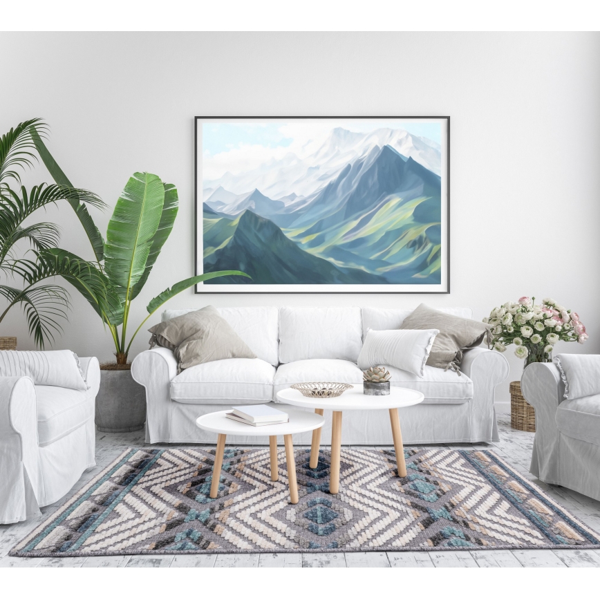 Orientalsk tæppe NEPAL 200 x 280 cm blå/grå/creme