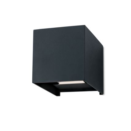 Udendørs LED væglampe CUBE 2xLED/3W/230V IP54 antracit