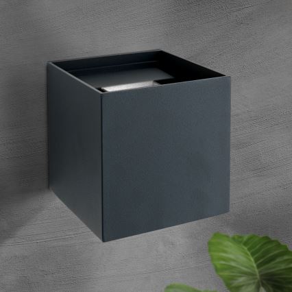 Udendørs LED væglampe CUBE 2xLED/3W/230V IP54 antracit