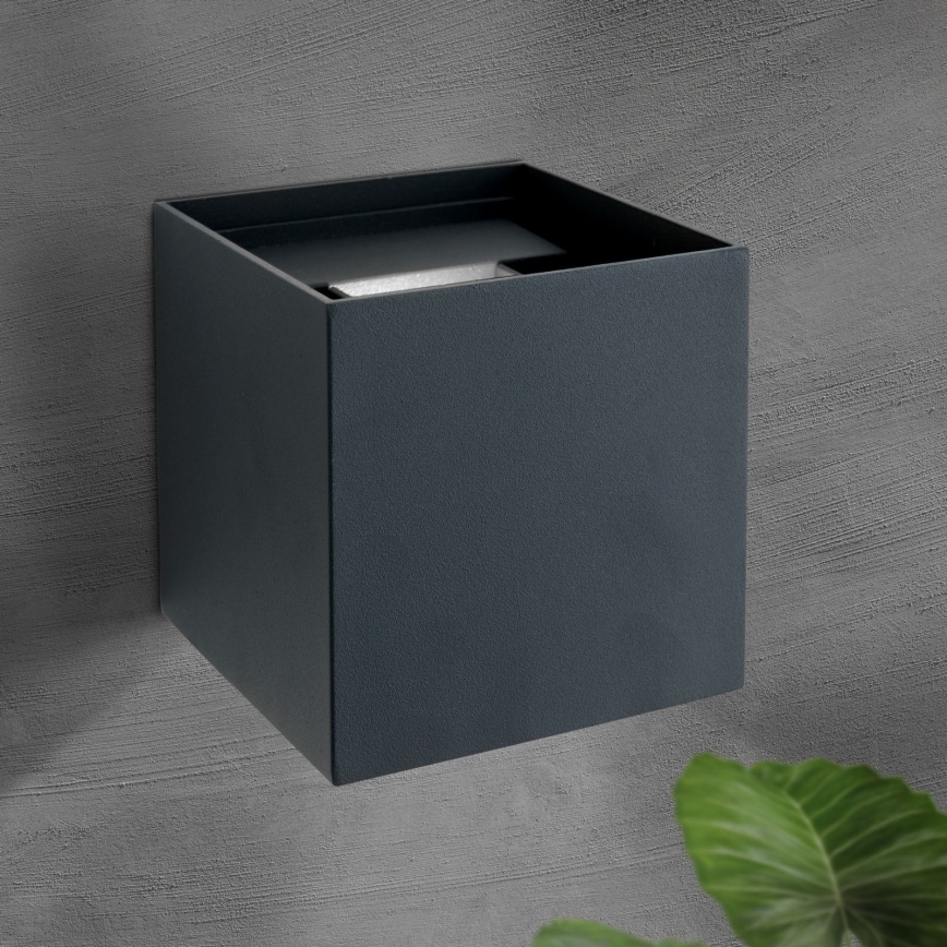 Udendørs LED væglampe CUBE 2xLED/3W/230V IP54 antracit