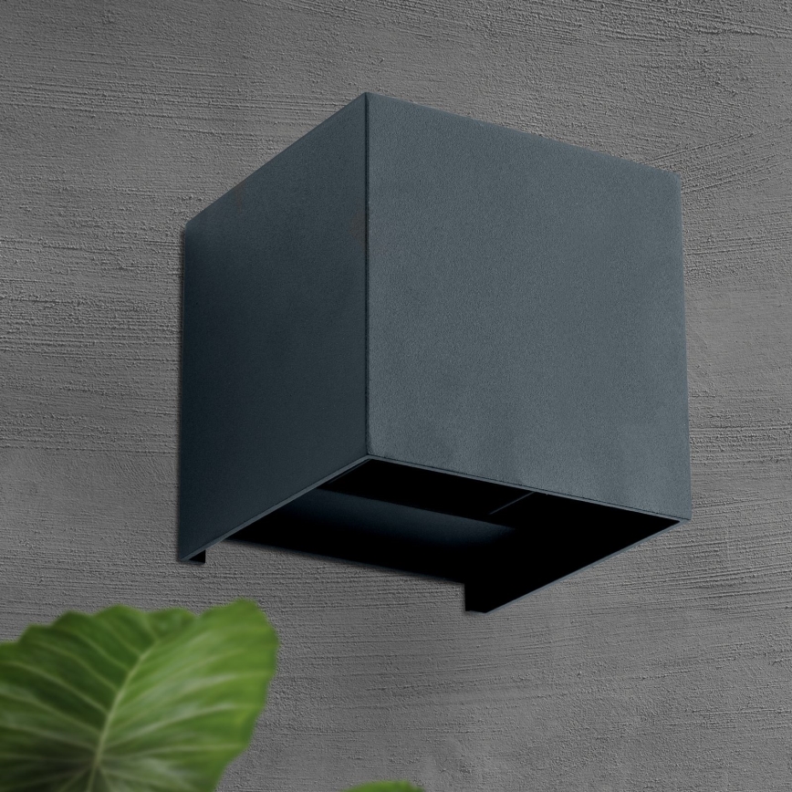 Udendørs LED væglampe CUBE 2xLED/3W/230V IP54 antracit